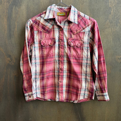 Kids Wrangler Pink Pearl Snap