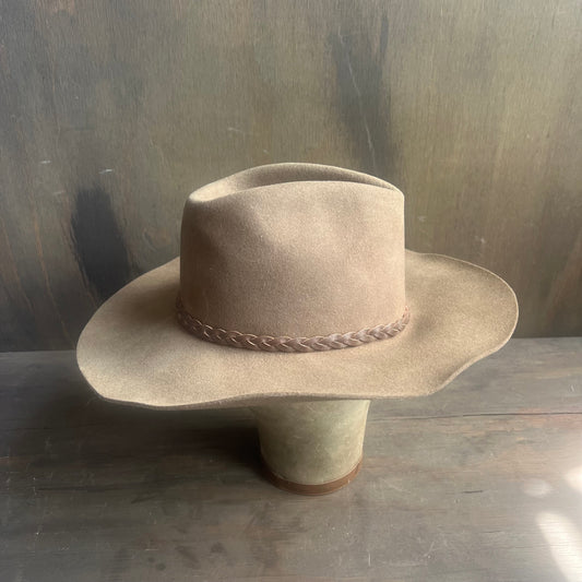 Brown Felt Hat with Leather Hat Band