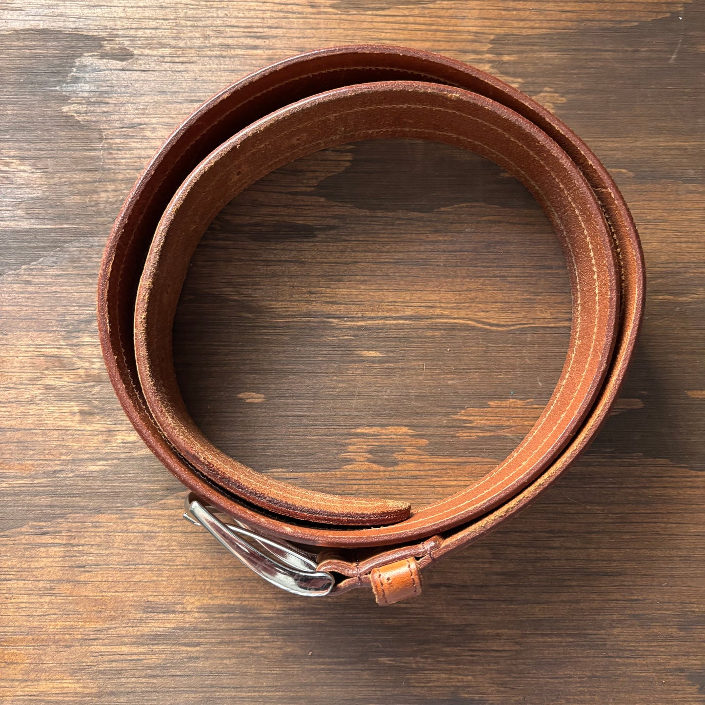 Tan Leather Belt with Perforations