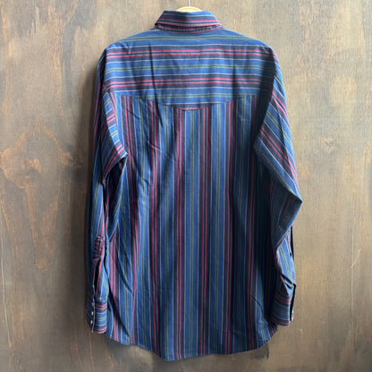 Ely Cattleman Blue Striped Pearl Snap Shirt