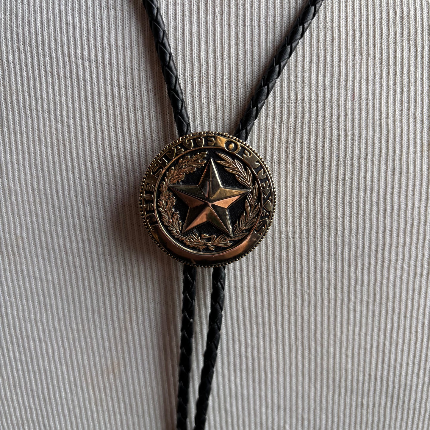 State of Texas Bolo on Black Leather Tie