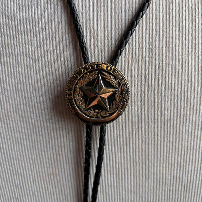 State of Texas Bolo on Black Leather Tie