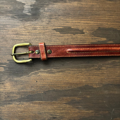 Brown Leather Belt with Brass Buckle