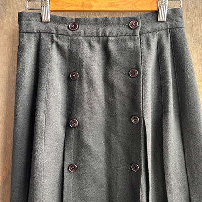 Vintage Pleated Black Wool Skirt
