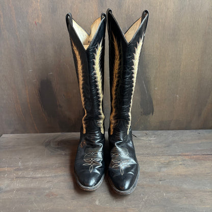 Larry Mahan Black Tall Reptile Detail Boots