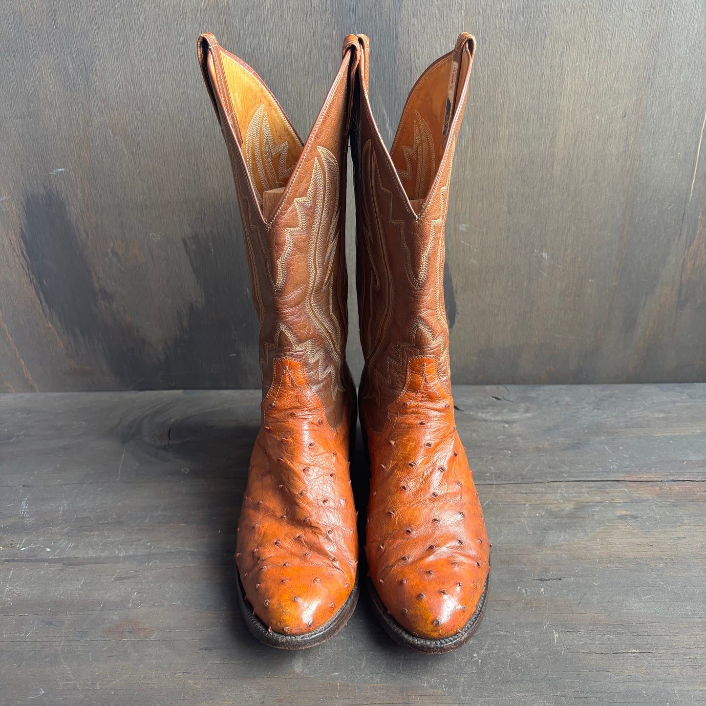 Tony Lama Tan Ostrich Foot Boots