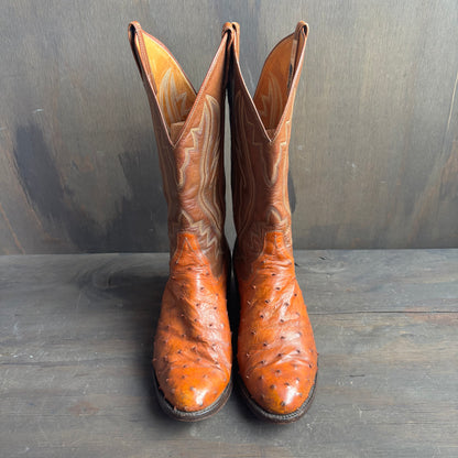 Tony Lama Tan Ostrich Foot Boots