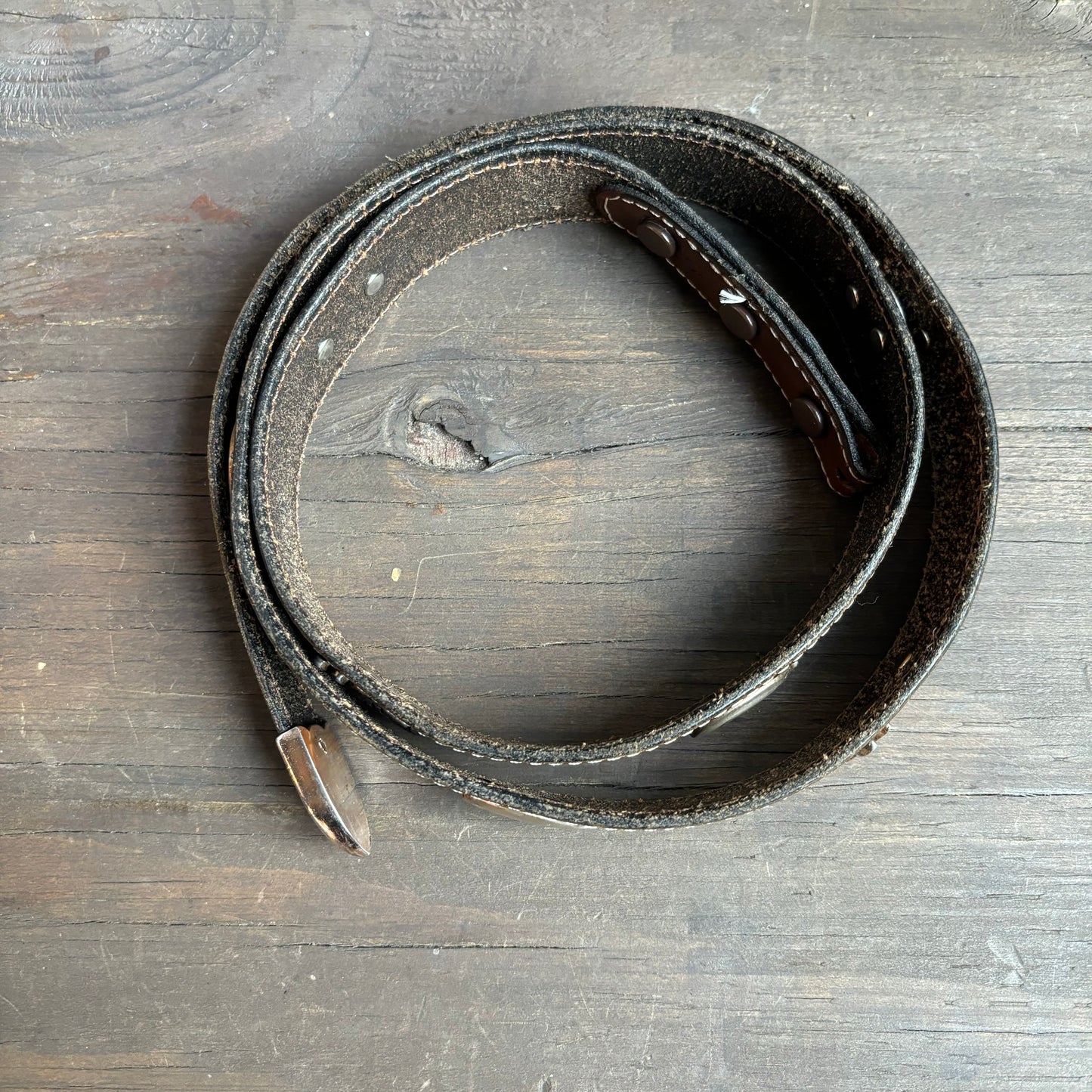 Brown Leather Belt with Silver Animal Details