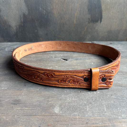 Tan Tooled Leather Belt