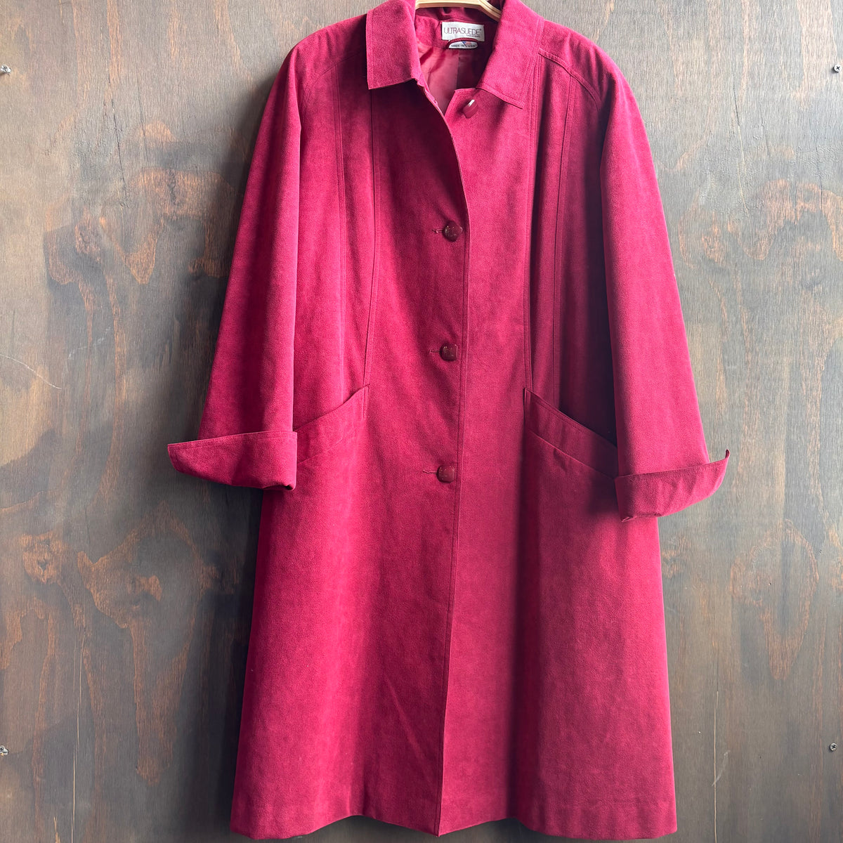 Vintage Red Ultra Suede Trench