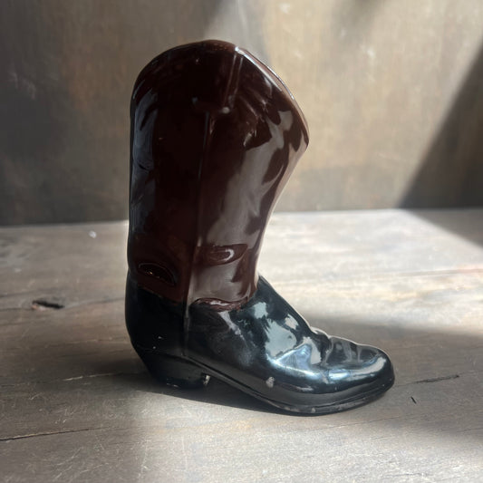 Vintage Hand Painted Ceramic Cowboy Boot
