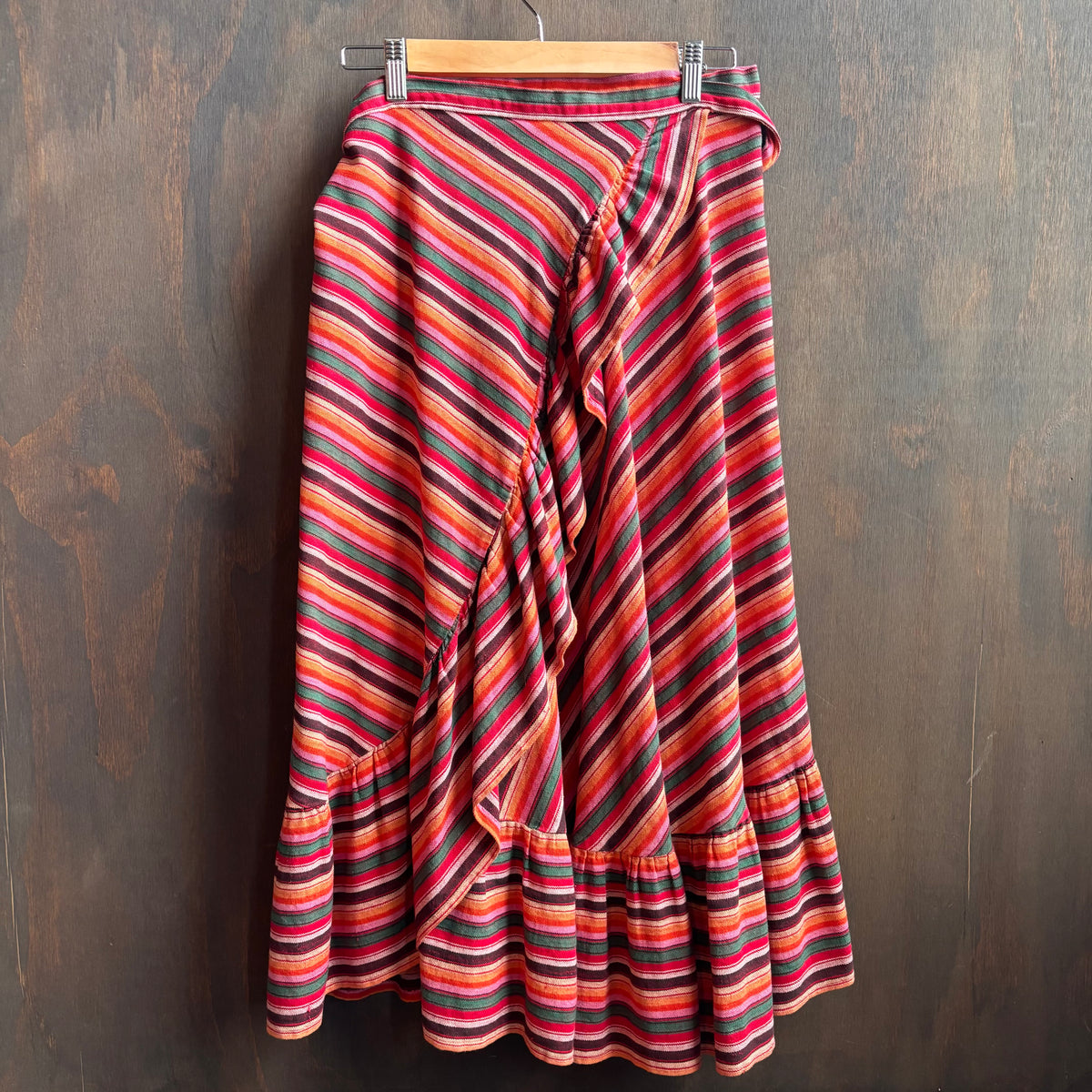 Colorful Striped Wrap Skirt