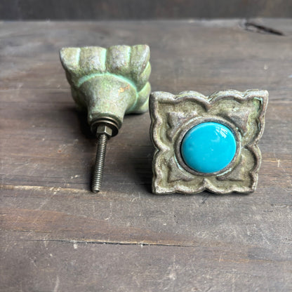 Decorative Handle Pulls with Turquoise (set of 2)