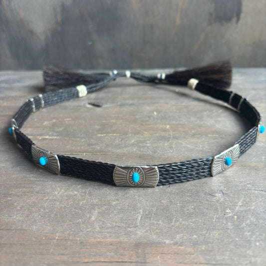 Horsehair Concho Hat Band with Tassels