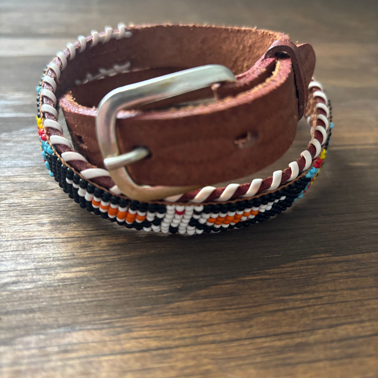 Beaded Leather Hat Band