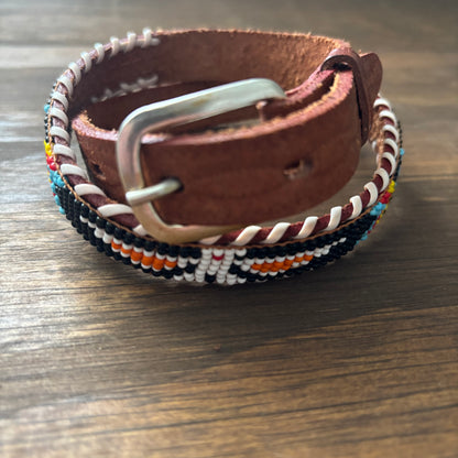 Beaded Leather Hat Band