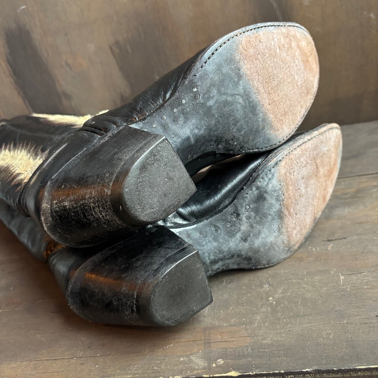 Larry Mahan Black Tall Reptile Detail Boots