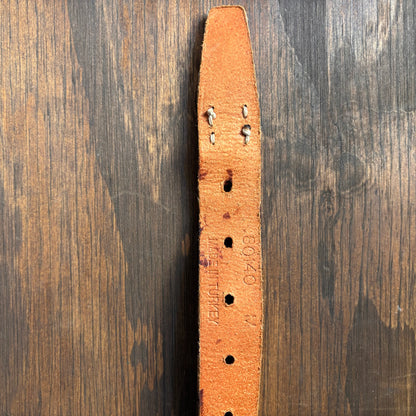 Vintage Tan Leather Belt with Stitching Detail