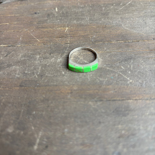 Dyed Green Stone Silver Ring