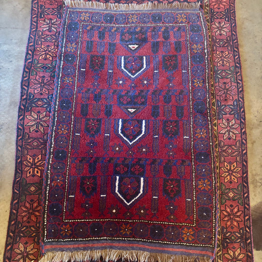 Burgundy Afghan Area Rug