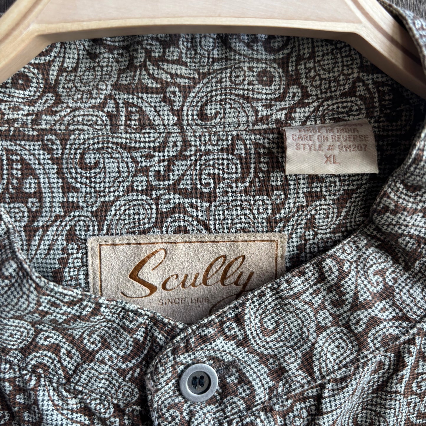 Scully Band Collar Paisley Button Up