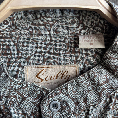 Scully Band Collar Paisley Button Up