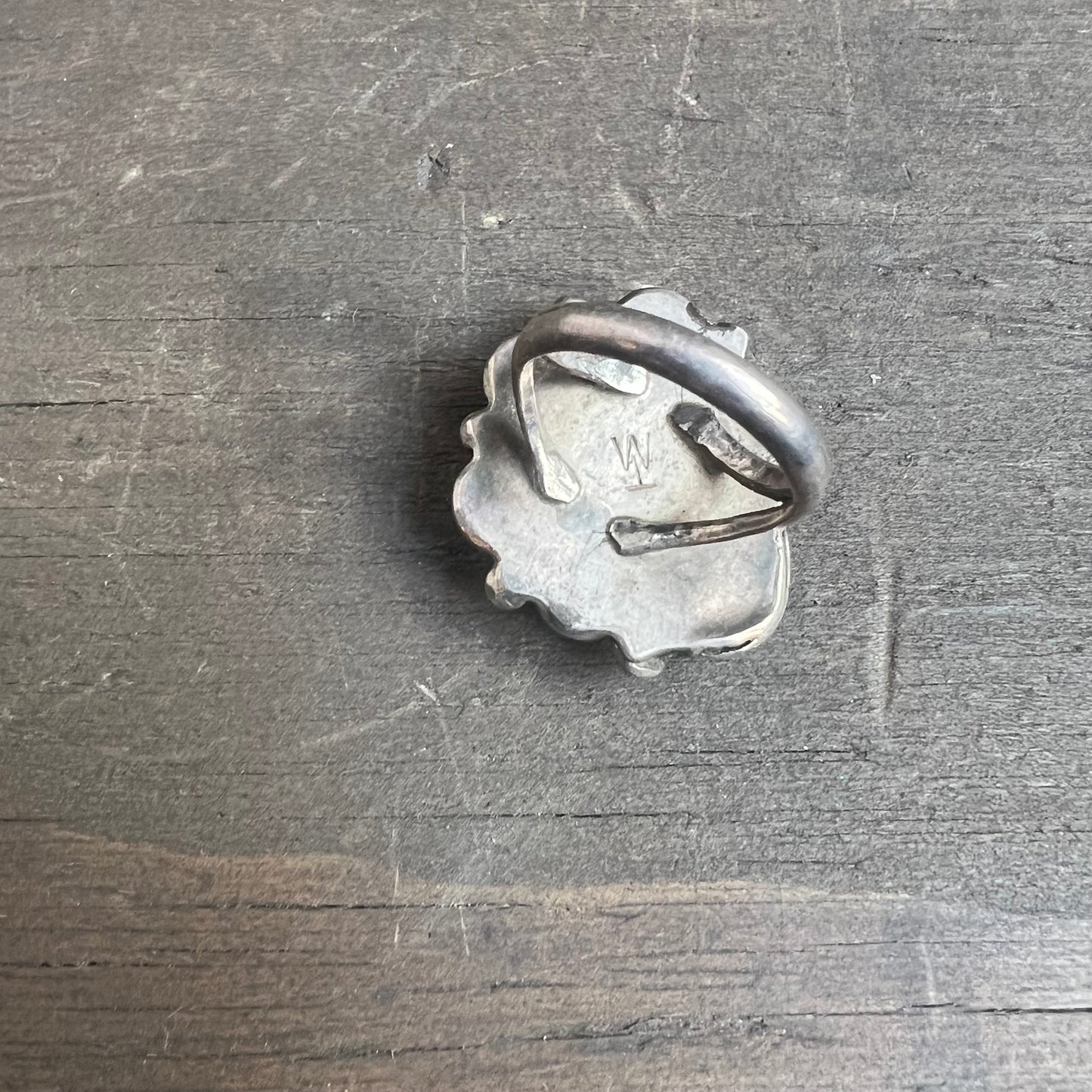 Silver and Turquoise Ring with Feather Embellishment