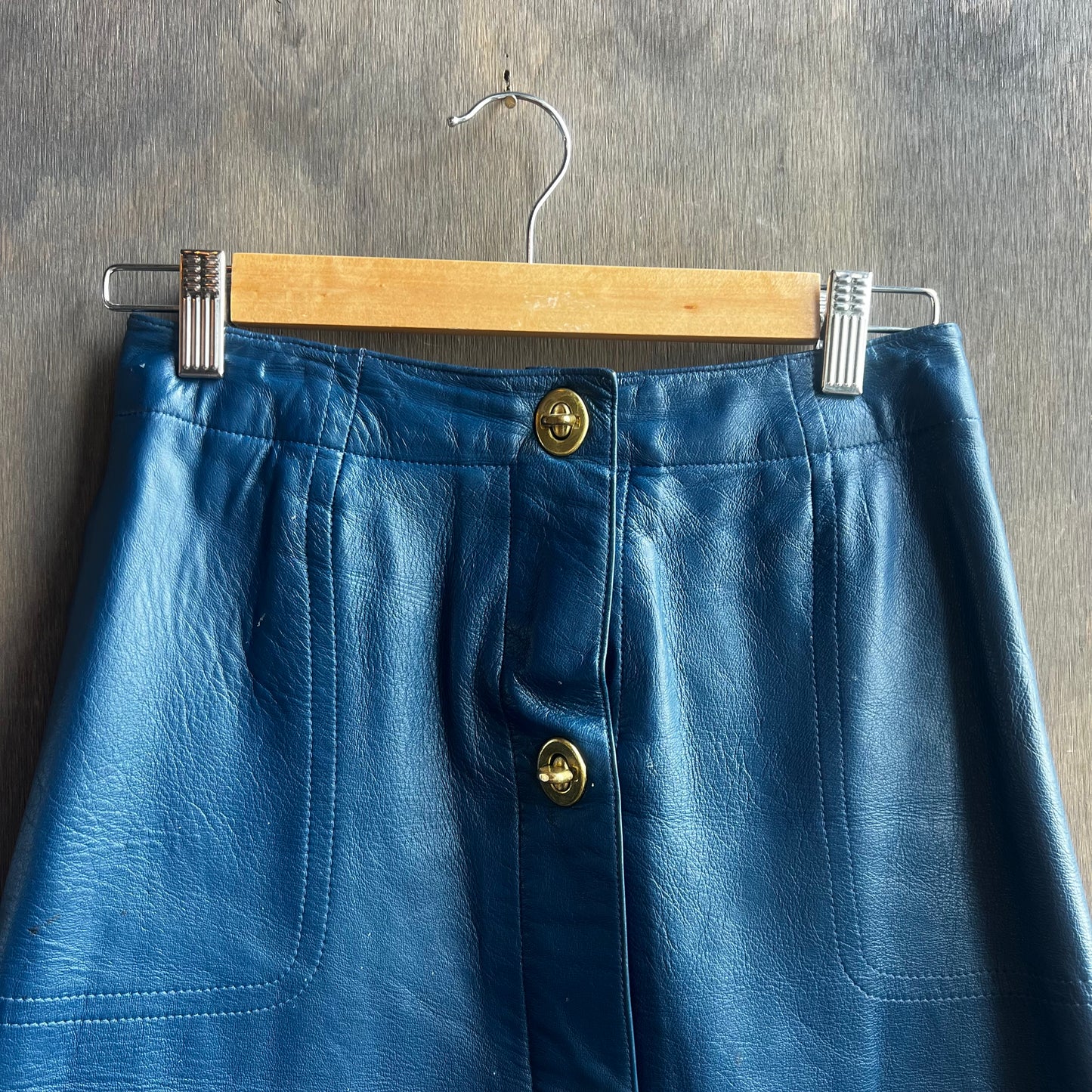 Coach Blue Leather Skirt