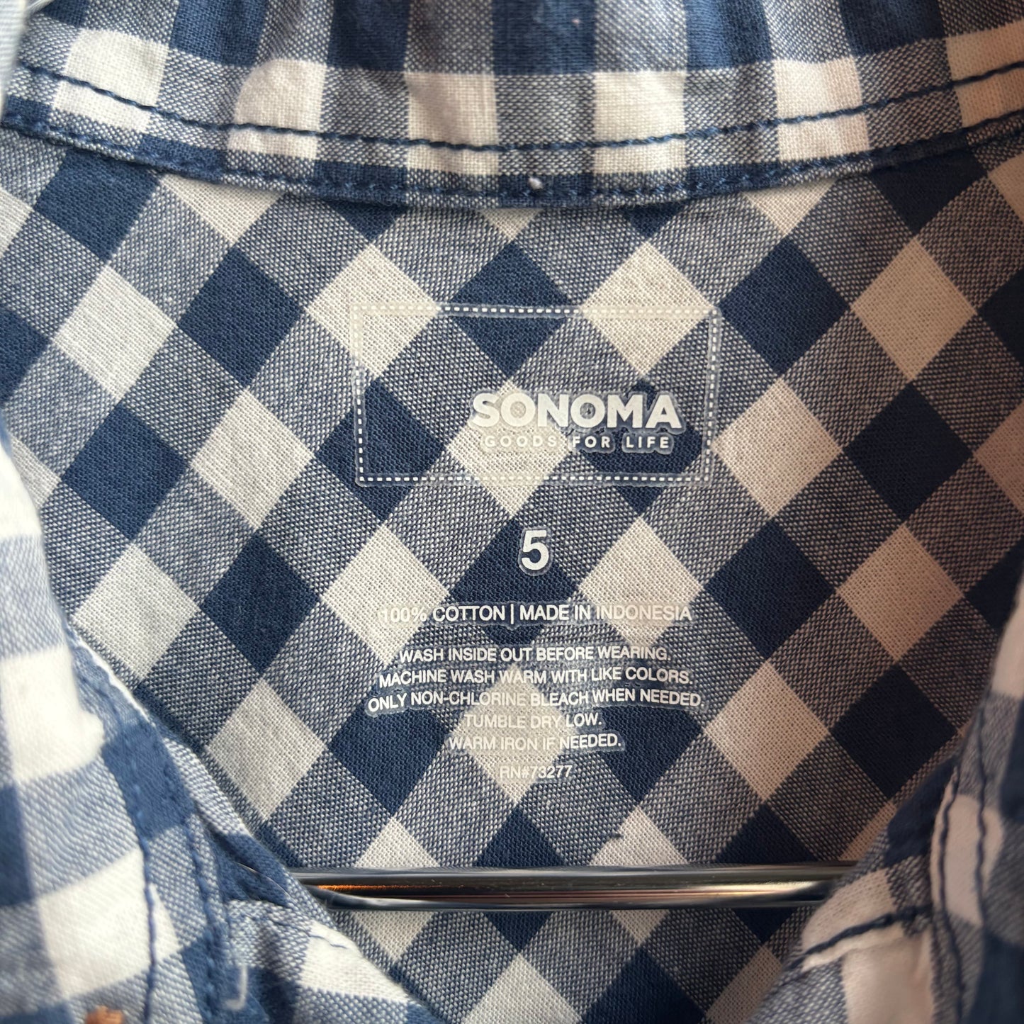 Kids Blue Gingham Button Up