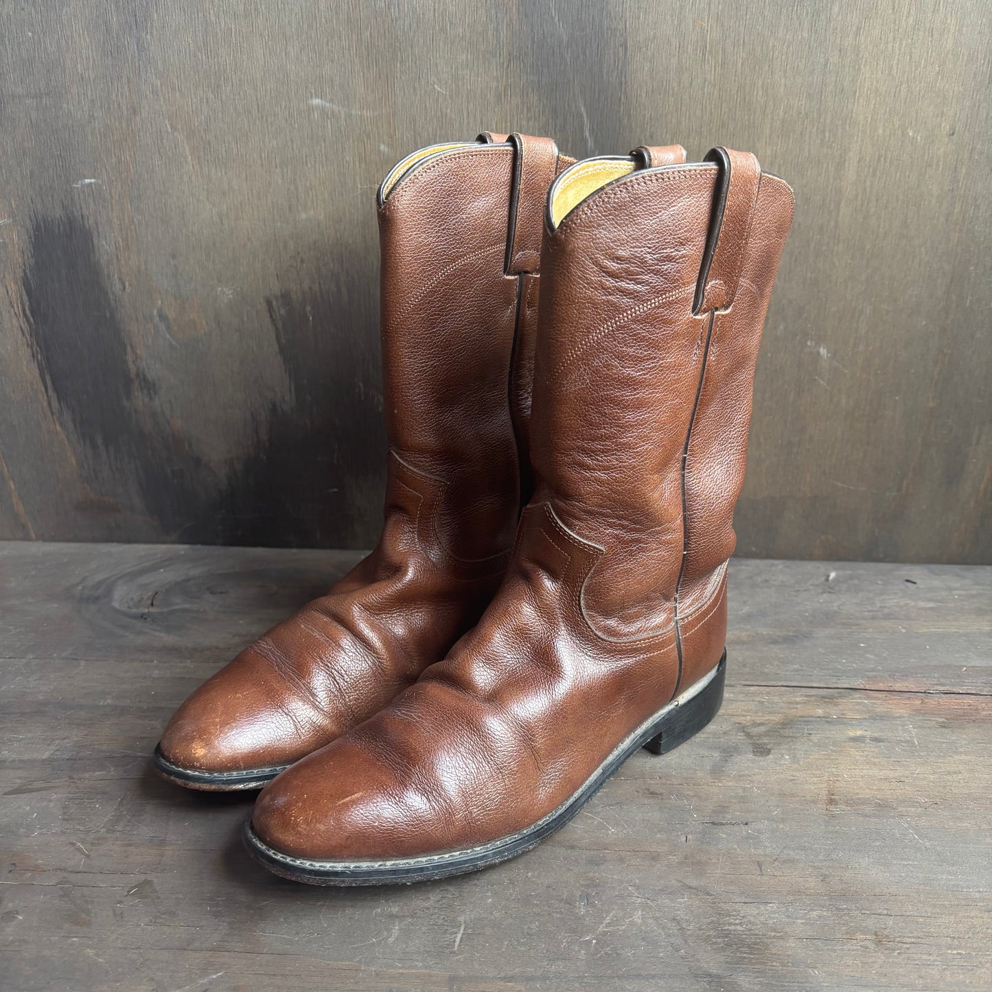 Justin Brown Leather Roper Boots