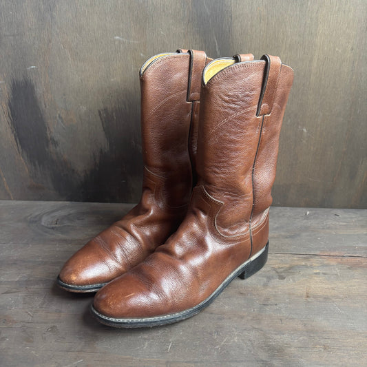 Justin Brown Leather Roper Boots