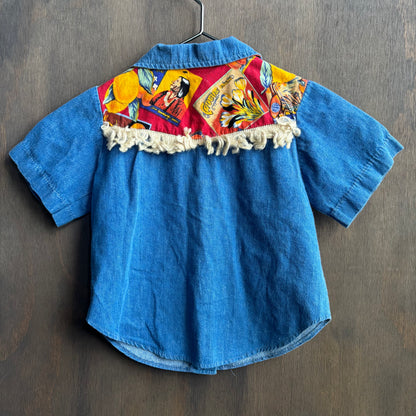 Kids Embellished Denim Button Up