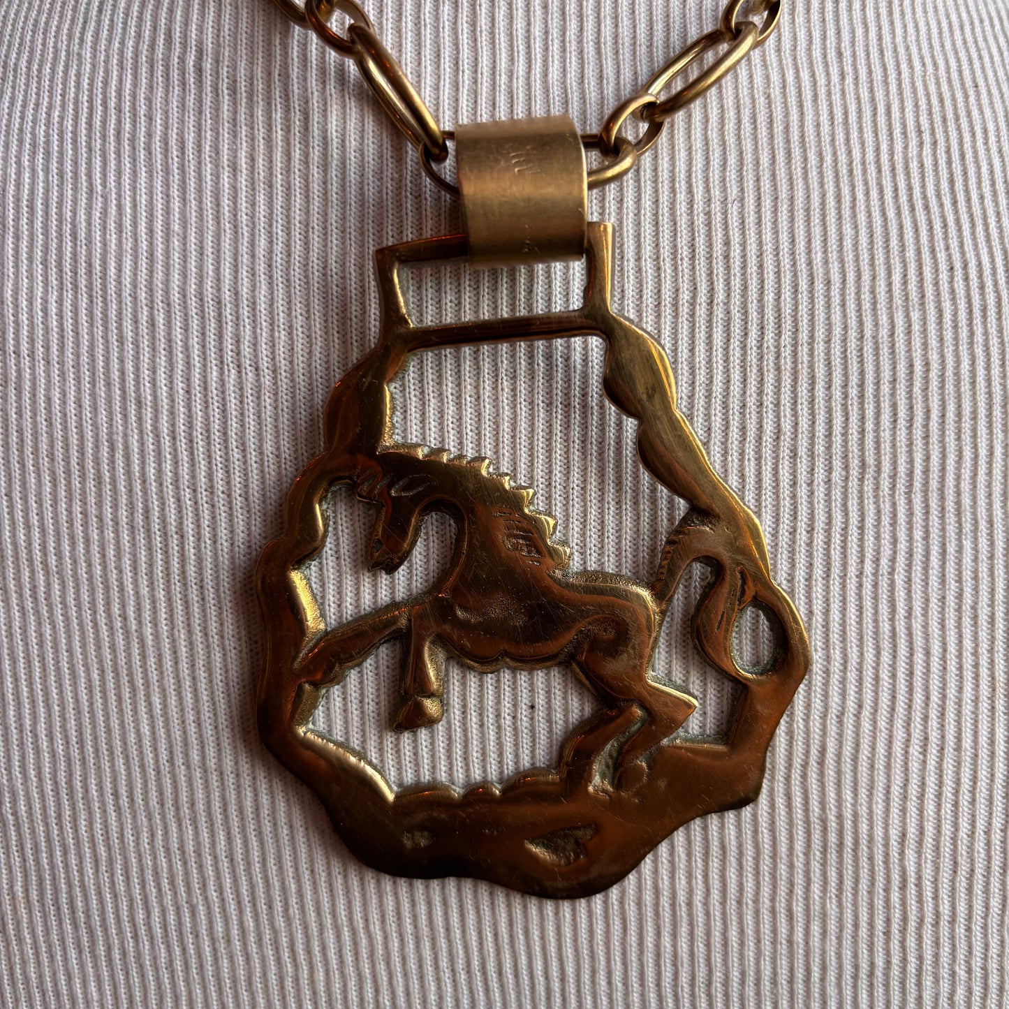 Mac Warman Vintage Brass Horse Medallion