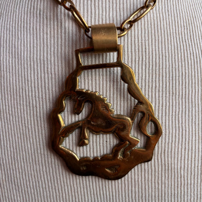 Mac Warman Vintage Brass Horse Medallion