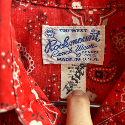 Vintage Rockmount Red Paisley Pearl Snap