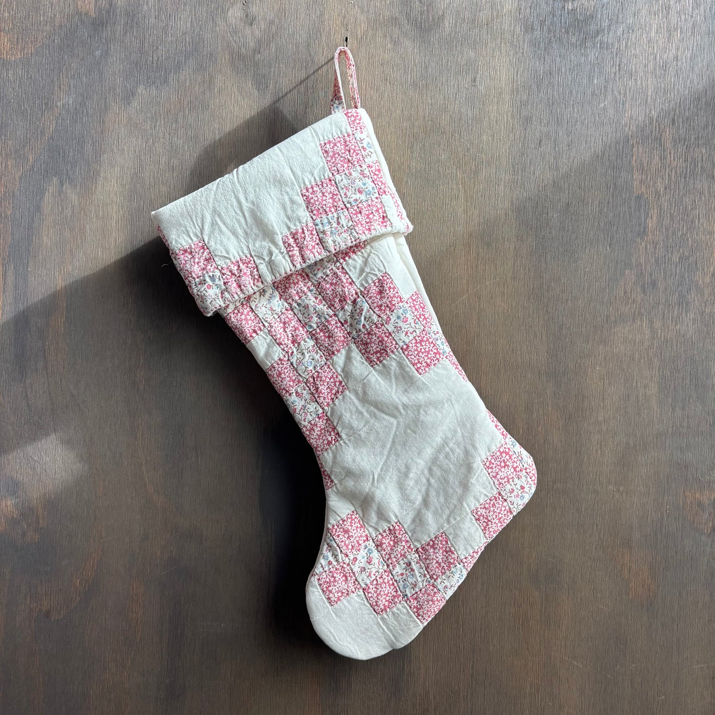 Vintage Pink Floral Quilt Stocking