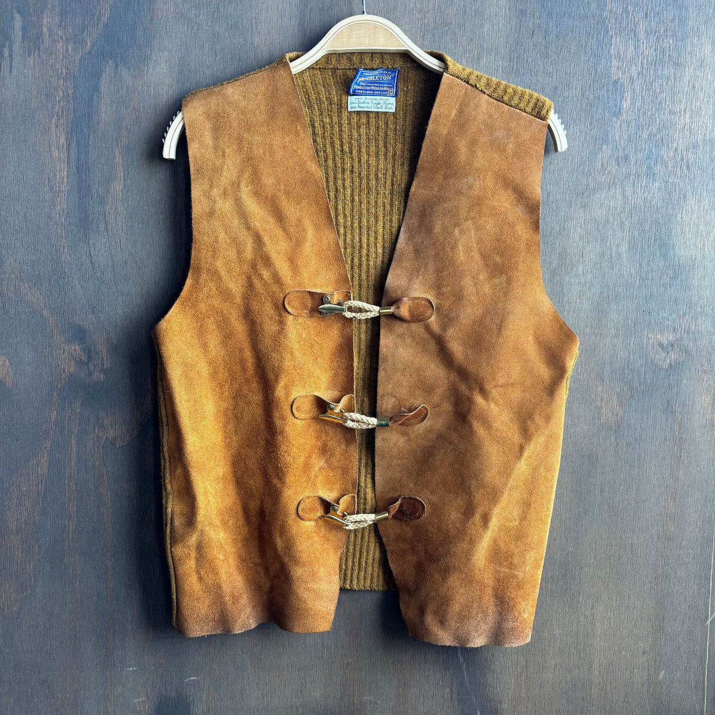 Pendleton Tan Leather and Wool Vest