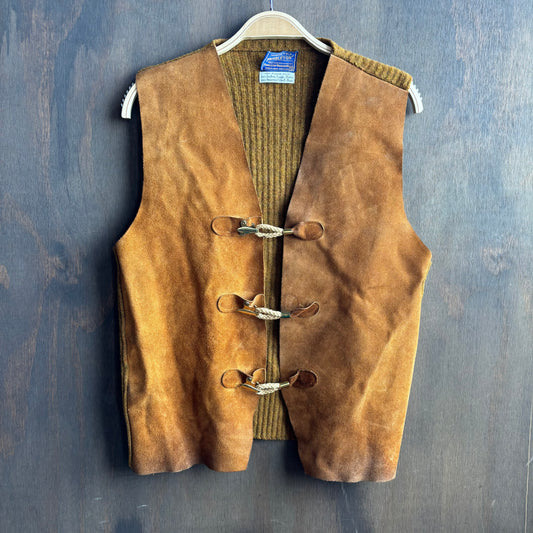 Pendleton Tan Leather and Wool Vest
