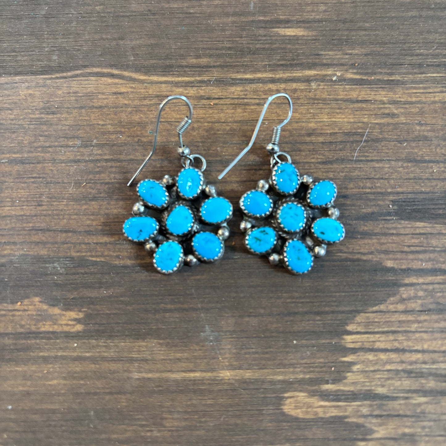 Sterling Turquoise Flower Earrings