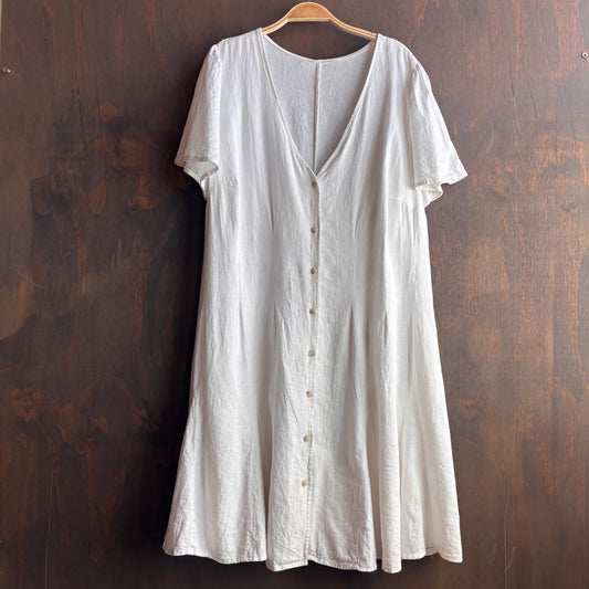 White Button Front Dress
