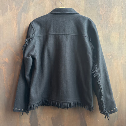 Black Fringed Jacket with Conchos
