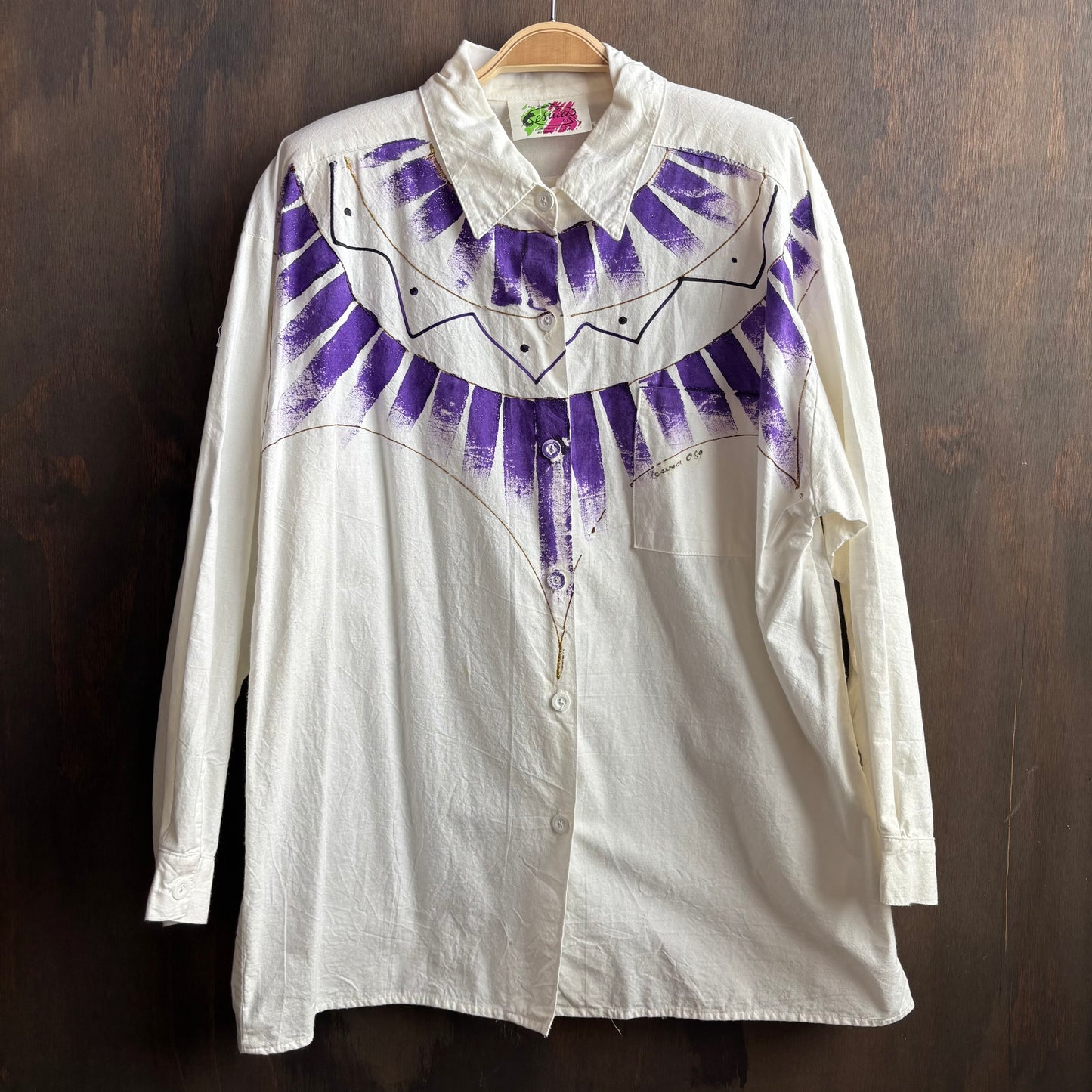 Purple Puffy Paint Button Up