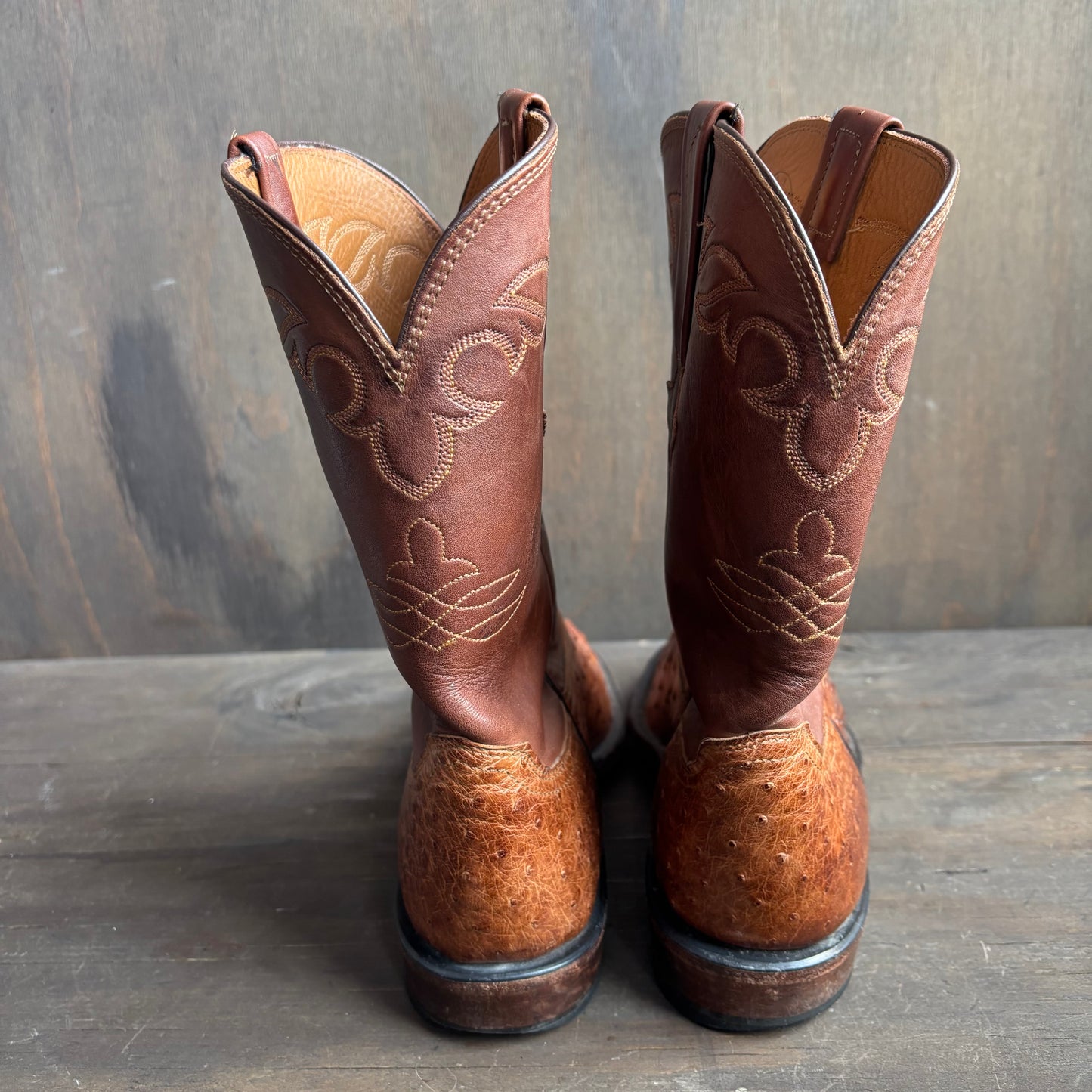 Lucchese Tan Ostrich Foot Roper Boot