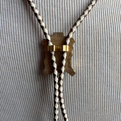 Horse Cameo Bolo on Two-Tone Leather Tie