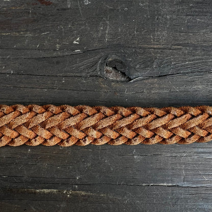 Brown Braided Belt with Solid Brass Buckle