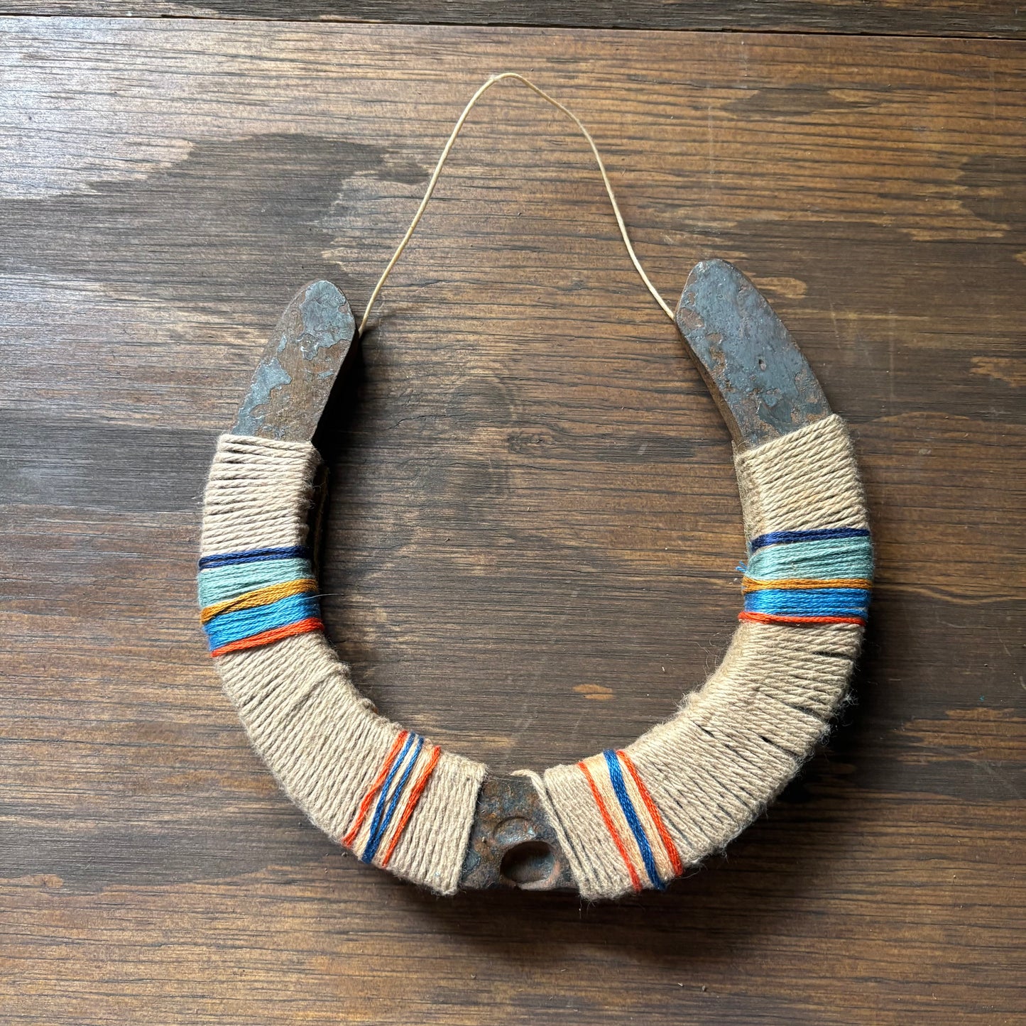Beige Thread Wrapped Horseshoes