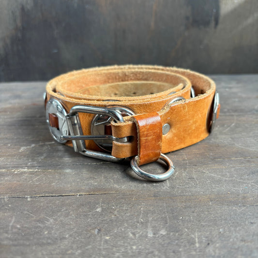 Tan Leather Belt with Conchos