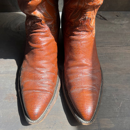 Justin Leather and Lizard Skin Cowboy Boots