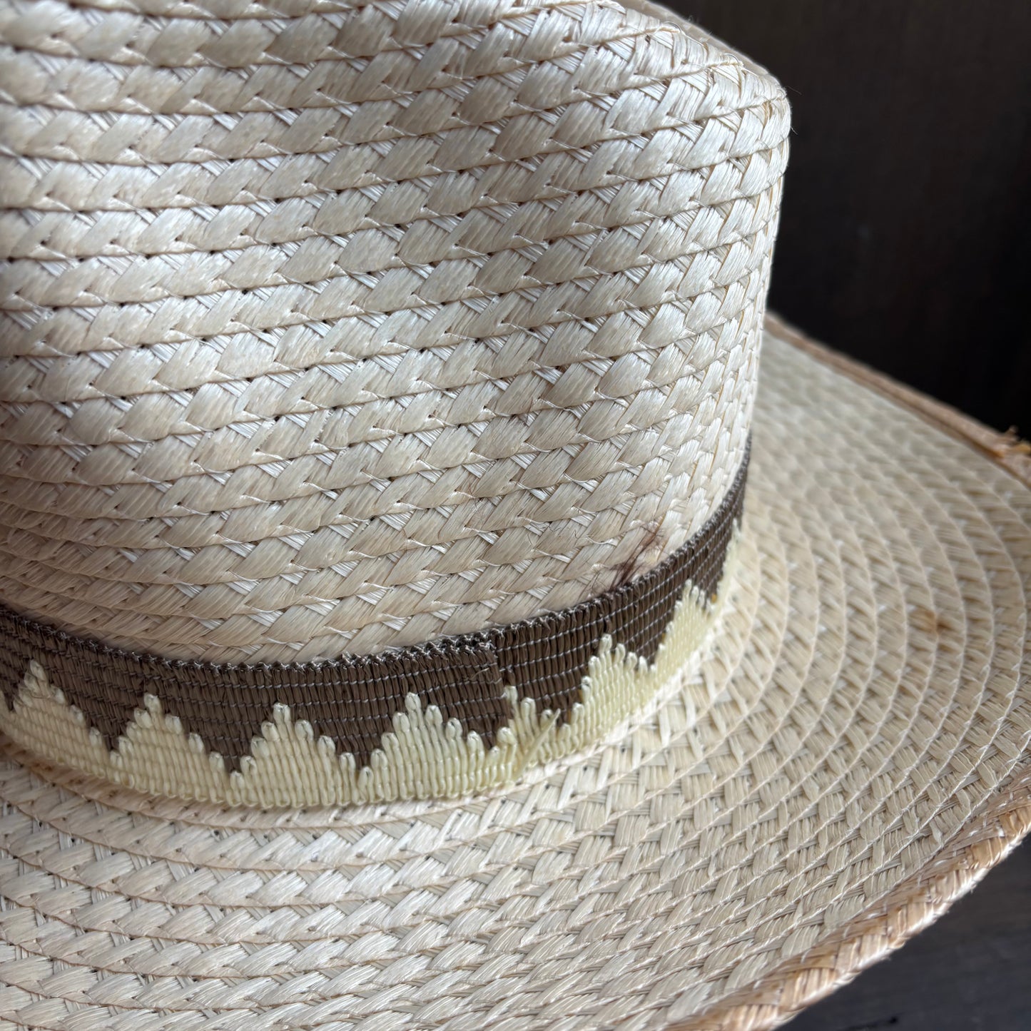 Vintage Straw Hat with Wide Woven Band
