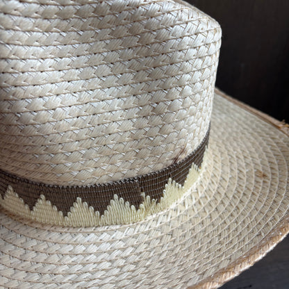 Vintage Straw Hat with Wide Woven Band